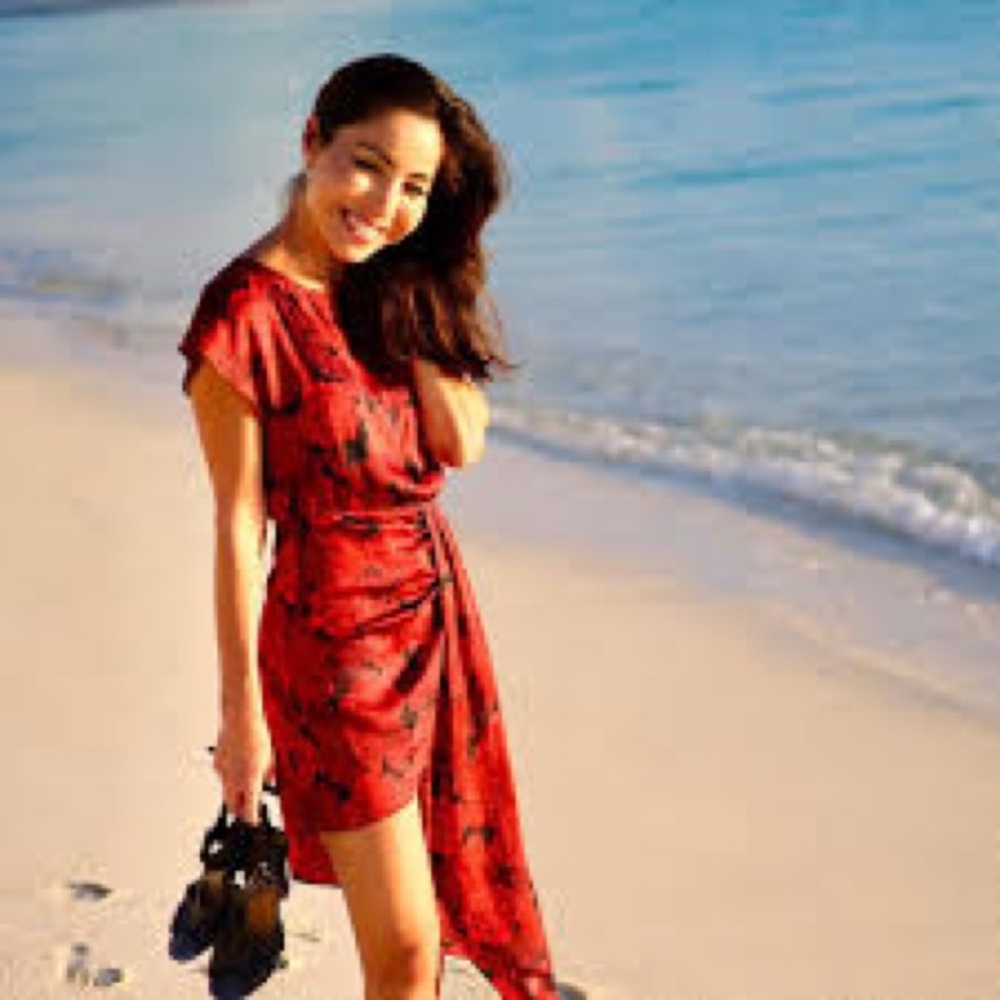 L'Academie Elaina Mini Dress Red Peony HiLo NYE Valentines Party Wedding Guest M